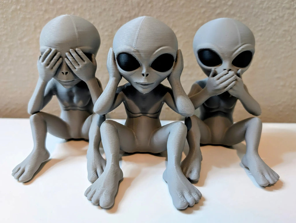Hear See Speak No Evil Alien 3D Printed Sculpture