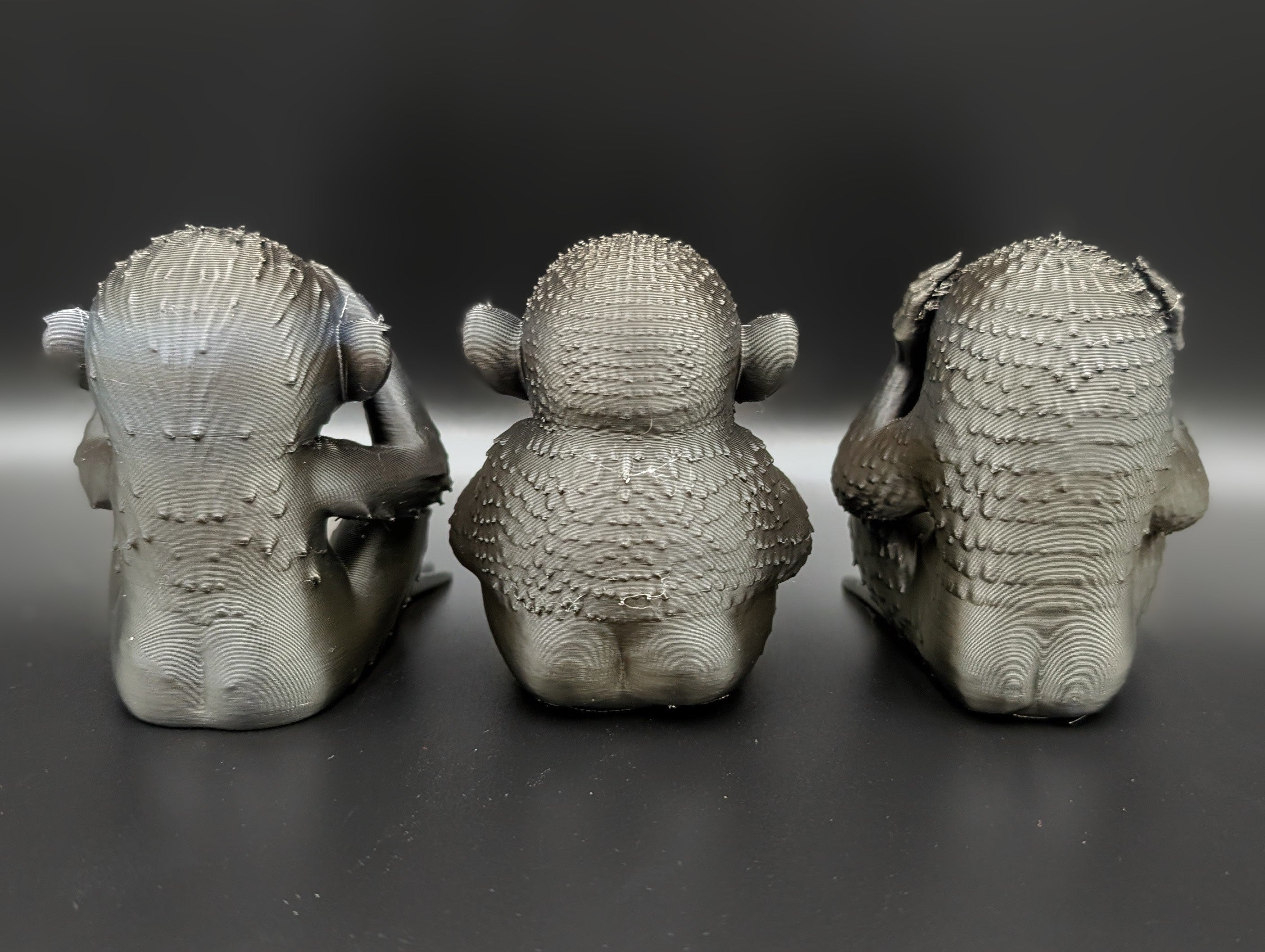 Three Wise Gremlins 3D Printed Sculpture