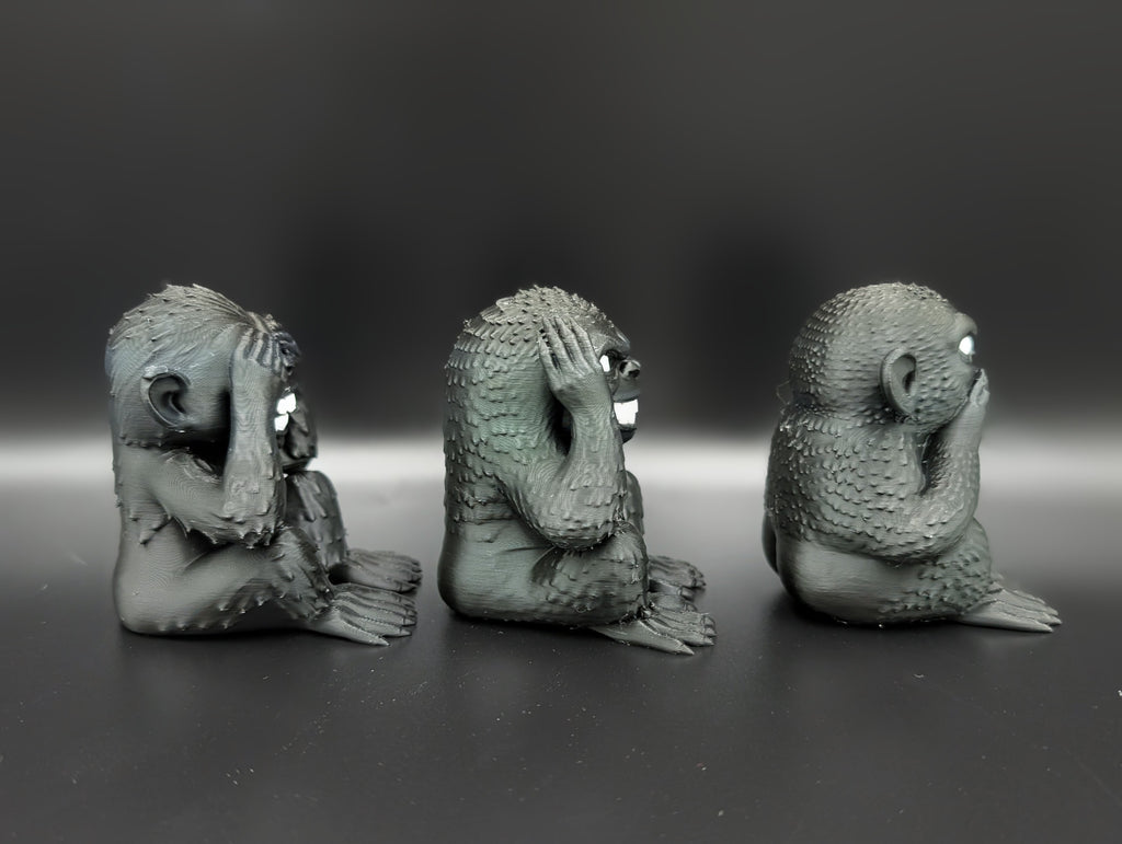 Three Wise Gremlins 3D Printed Sculpture
