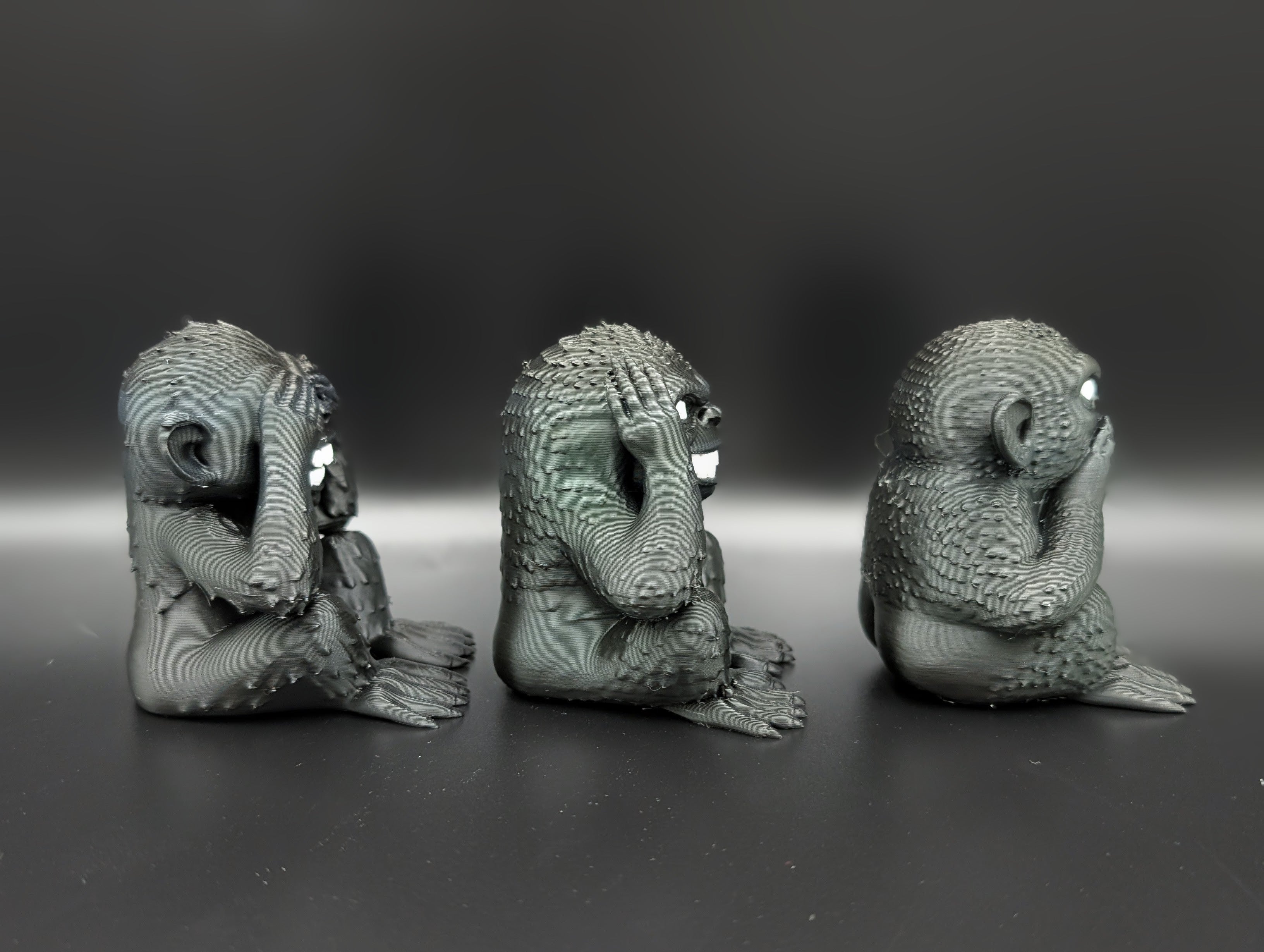 Three Wise Gremlins 3D Printed Sculpture