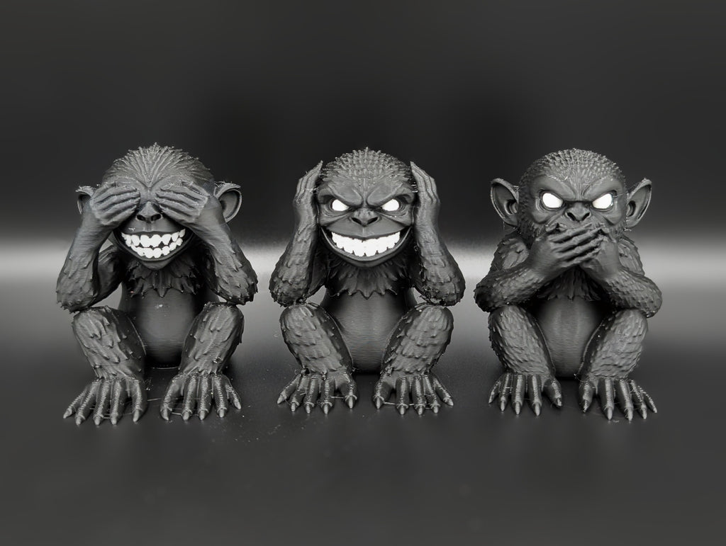 Three Wise Gremlins 3D Printed Sculpture