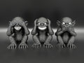 Three Wise Gremlins 3D Printed Sculpture